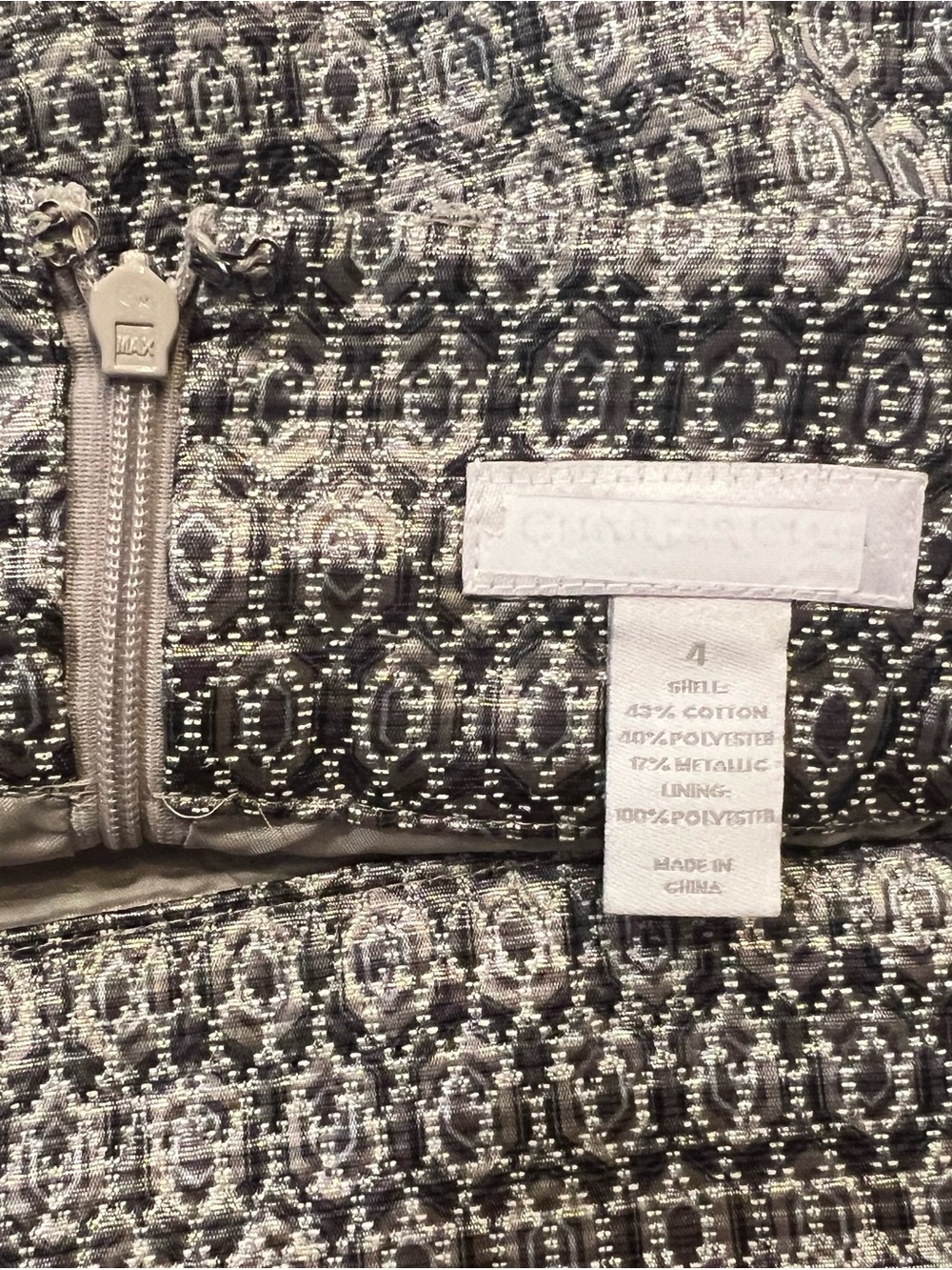 Charter Club Metallic Silver Textured Pencil Skirt - Picture 3 of 3